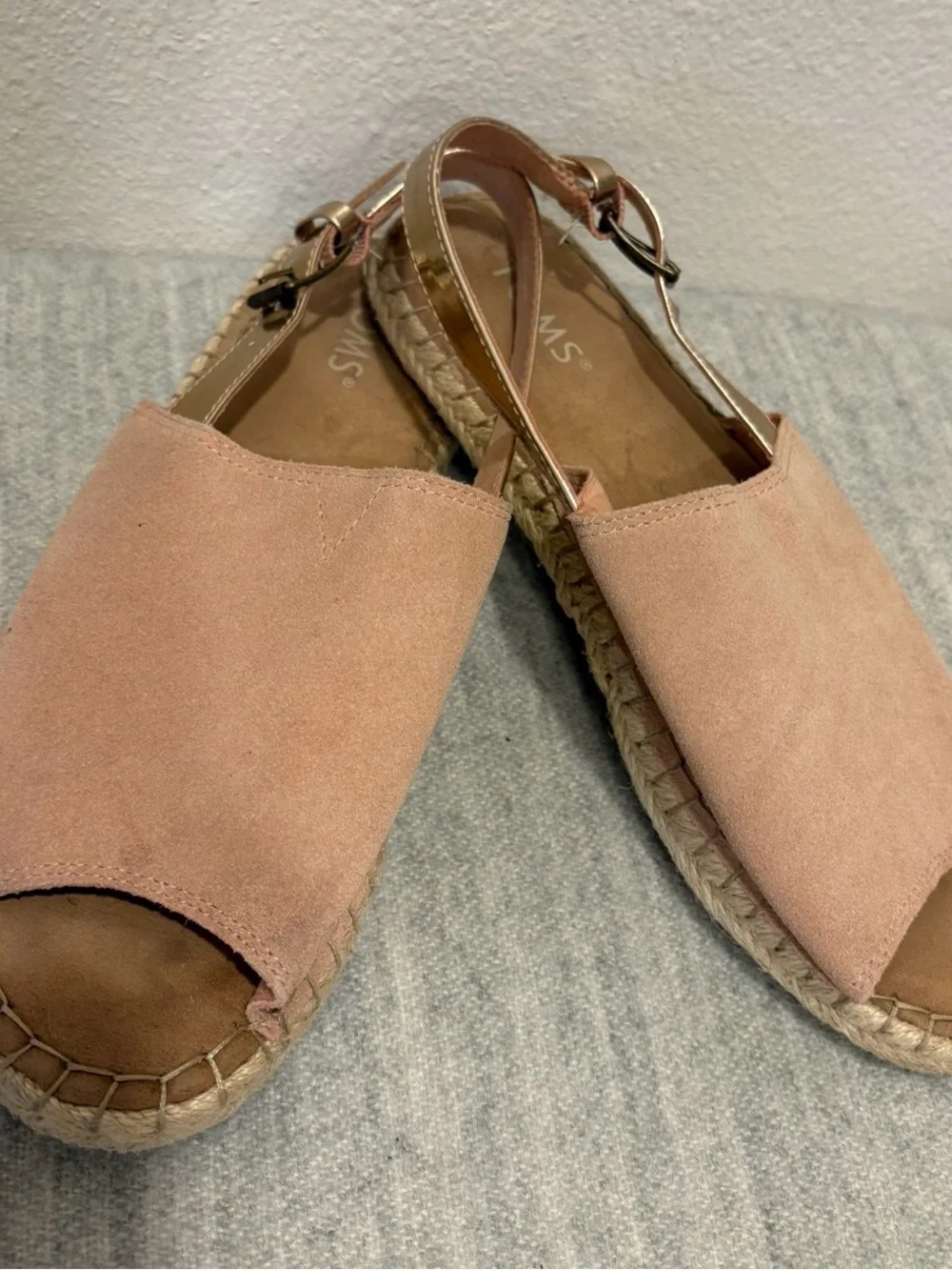 Toms Blush Suede Espadrille Slingback Sandals